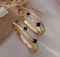✨Stainless steel Diamantes black Clovie Cuff Bracelet