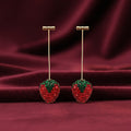 Sparkling Strawberry Dangle Earrings