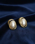 Elegant Gold-Tone Stainless Steel Pearl Earrings
